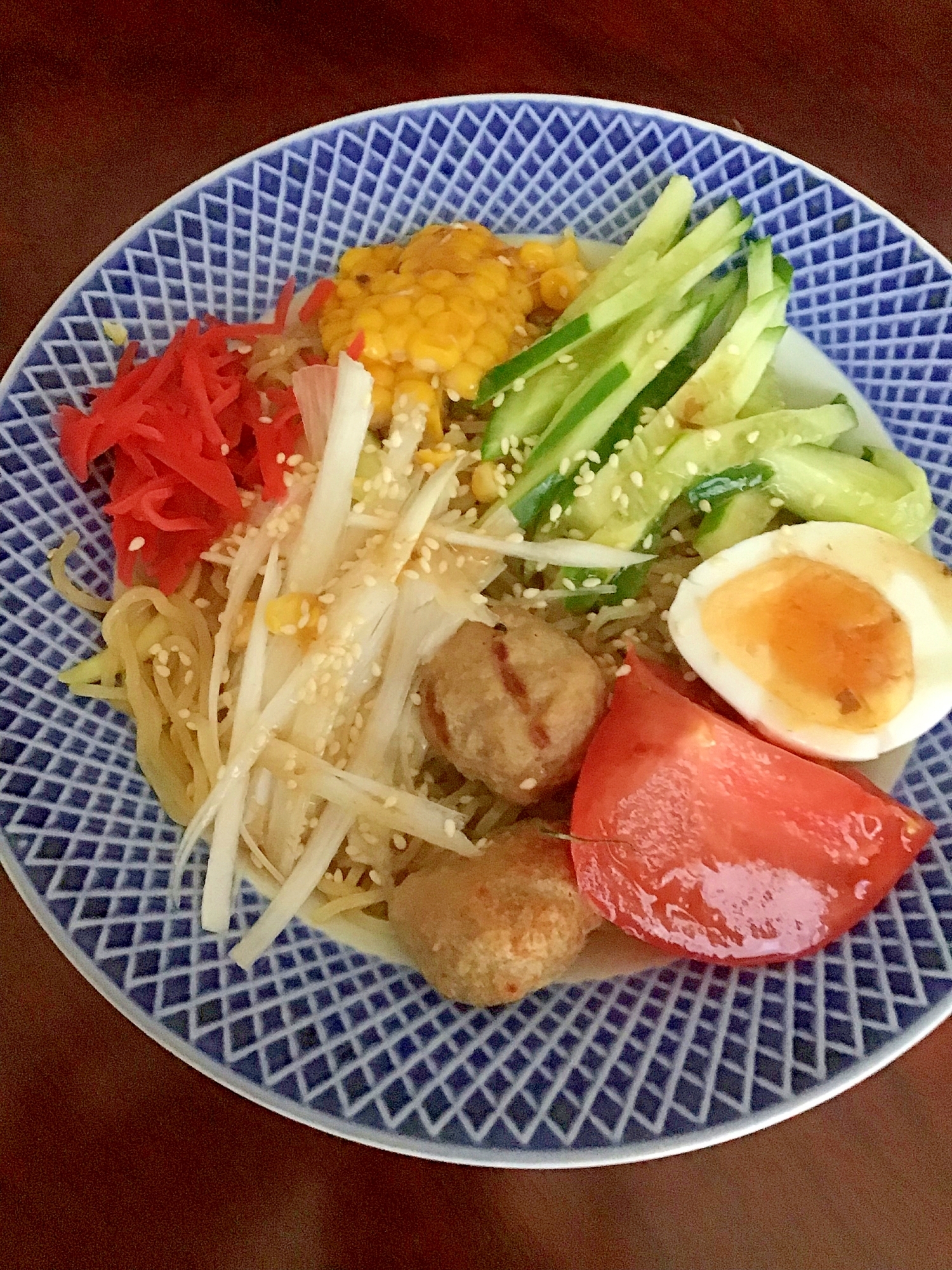 焼き鳥つくねの冷やし中華。