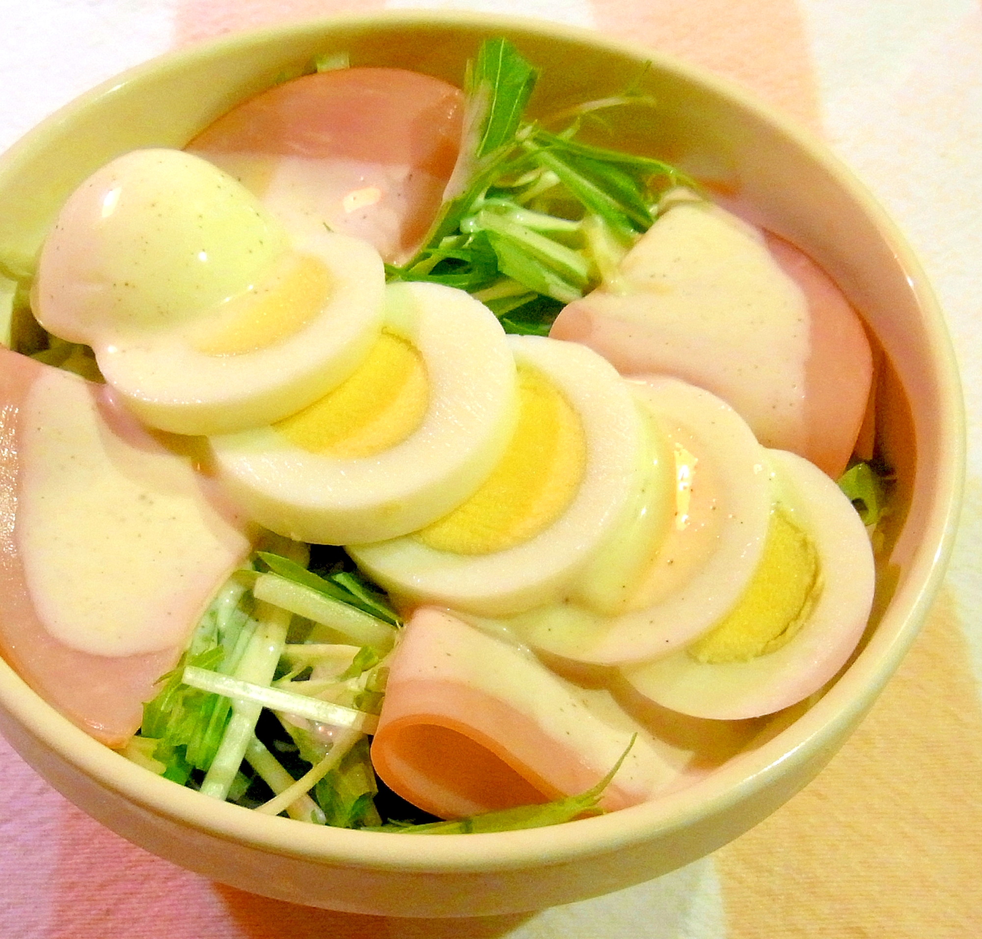 ゆで卵とハムのサラダ さっぱりマヨドレッシング レシピ 作り方 By メリッコ 楽天レシピ ゆで卵とハムのサラダ さっぱりマヨドレッシング レシピ 作り方 By メリッコ 楽天レシピ