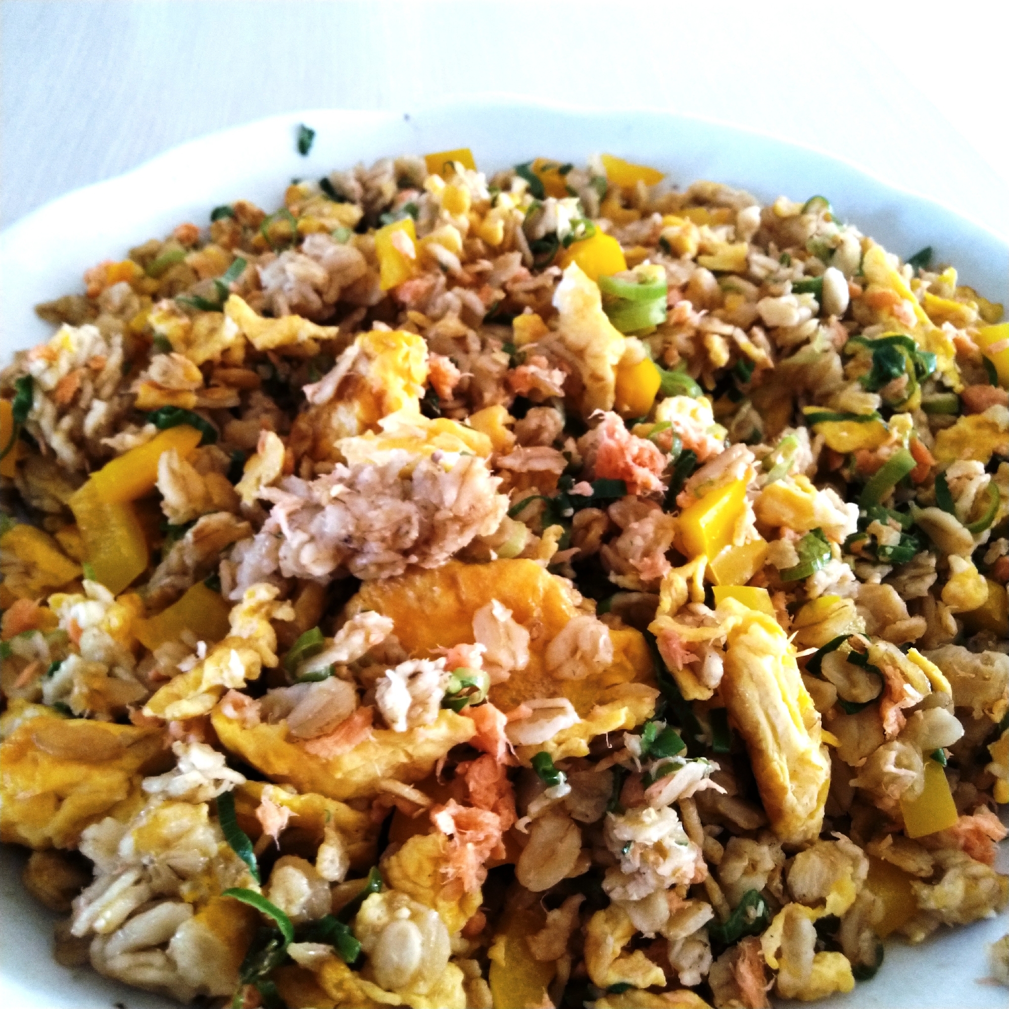 オートミールの鮭フレーク炒飯 チャーハン レシピ 作り方 By ももかほっぺ 楽天レシピ オートミールの鮭フレーク炒飯 チャーハン レシピ 作り方 By ももかほっぺ 楽天レシピ