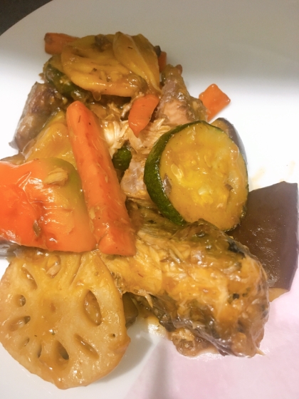 夏野菜と鶏肉の甘酢あん炒め