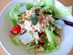 乾麺でつくるガスト風サラダうどん オクラ入り レシピ 作り方 By Annica 楽天レシピ