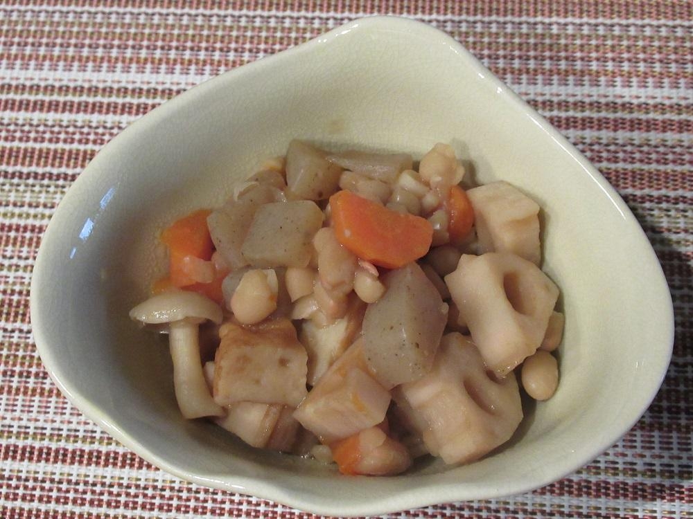 お弁当にも!蓮根と豆・こんにゃくの五目煮風