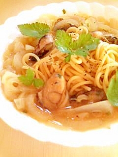 塩ラーメンの残り汁でスープパスタ♪