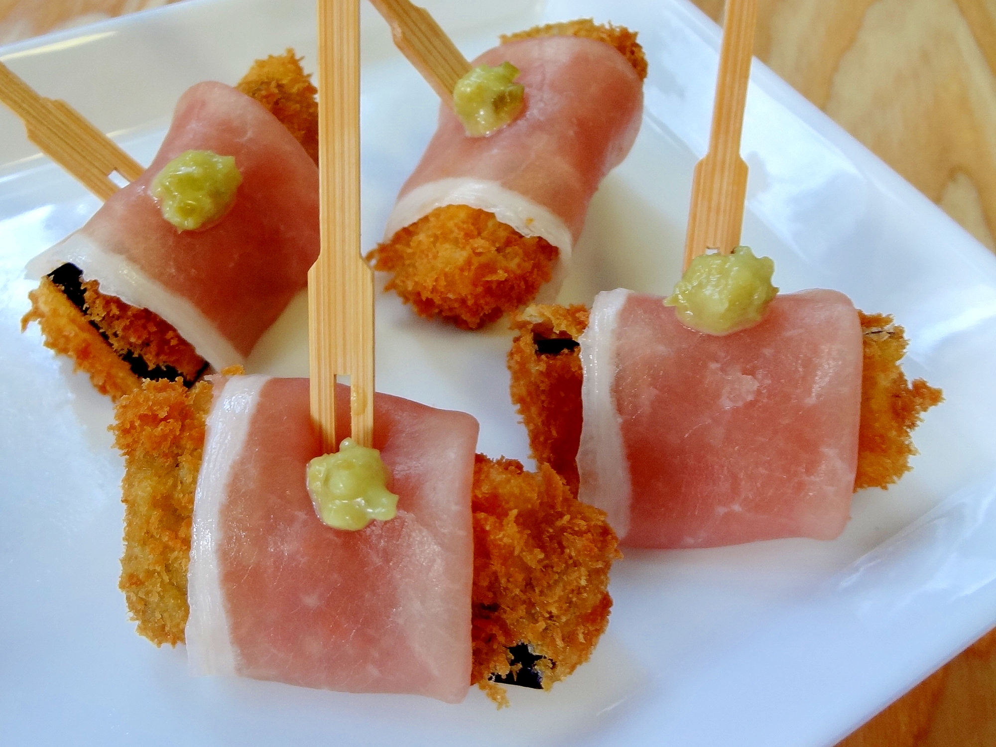 わさびと茄子で生ハムピンチョス