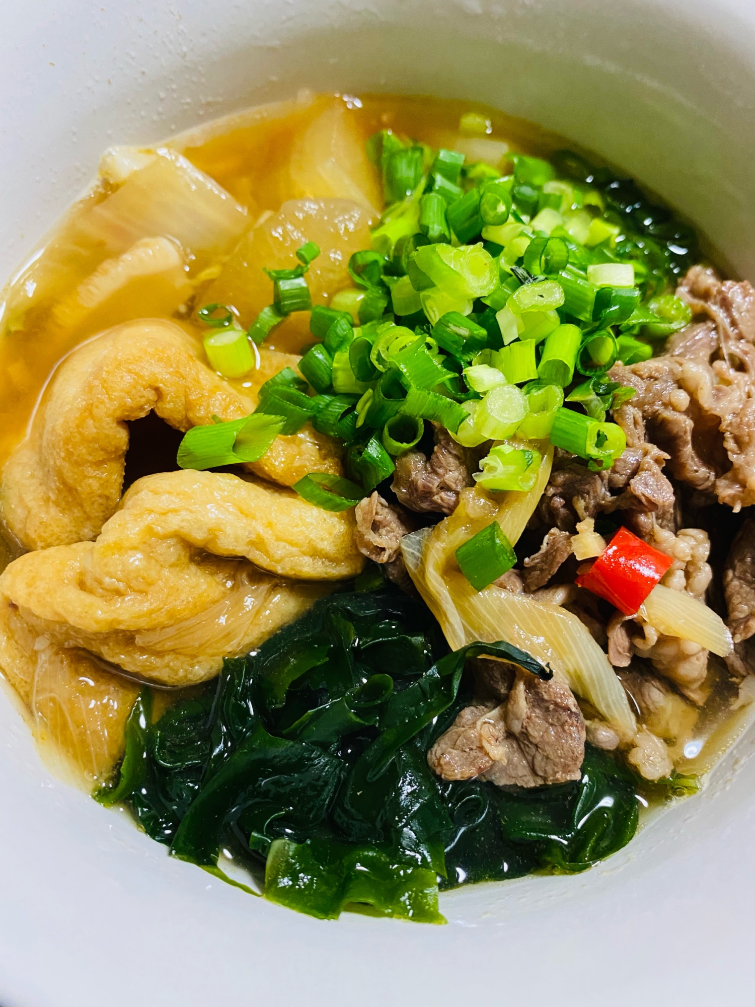 冬瓜入りきつね肉わかめうどん