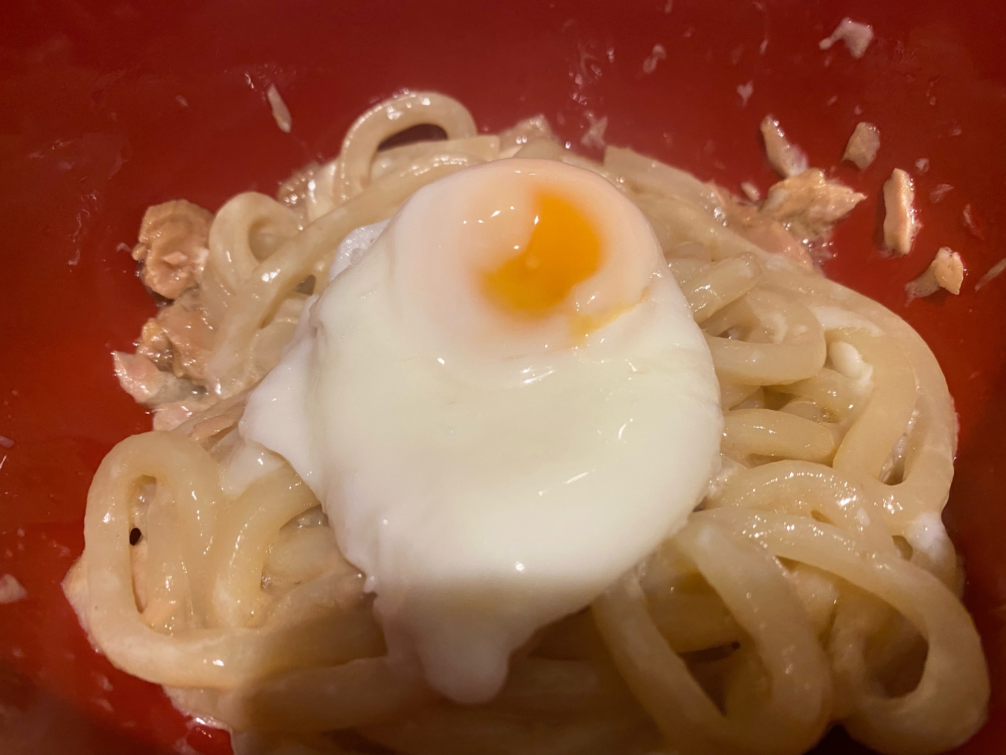 月見焼肉のタレうどん