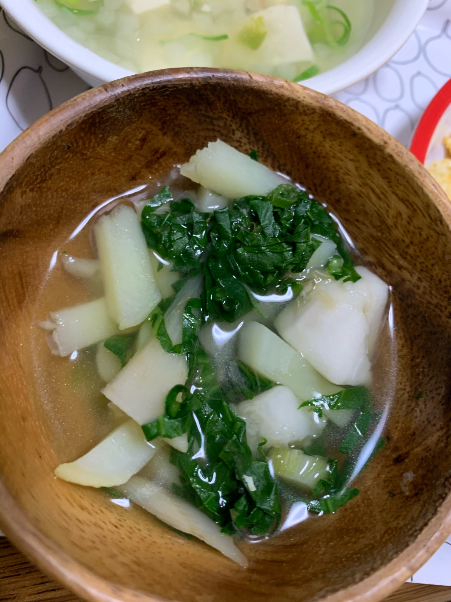 おいもと小松菜のさっと出汁煮