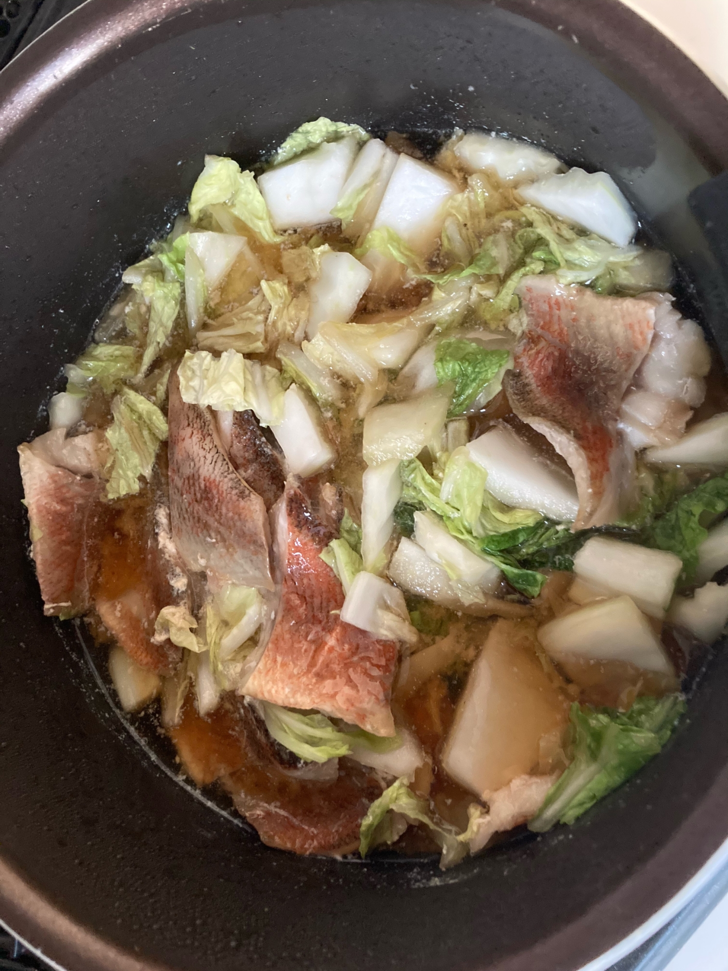 白菜と赤身魚の甘辛煮☆