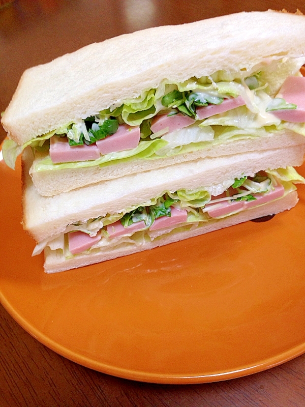 魚肉ソーセージと野菜のサンドイッチ