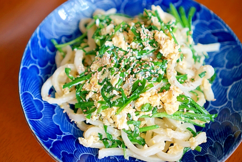 ニラ玉塩麹うどん