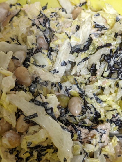 離乳食＾＾　納豆と白菜と大豆ひじき納豆和え