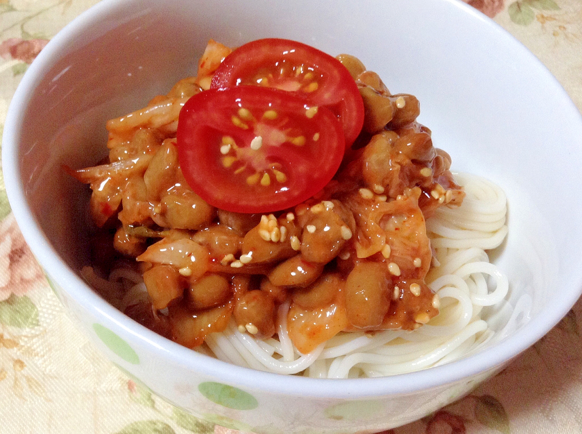 納豆キムチ♡そうめん