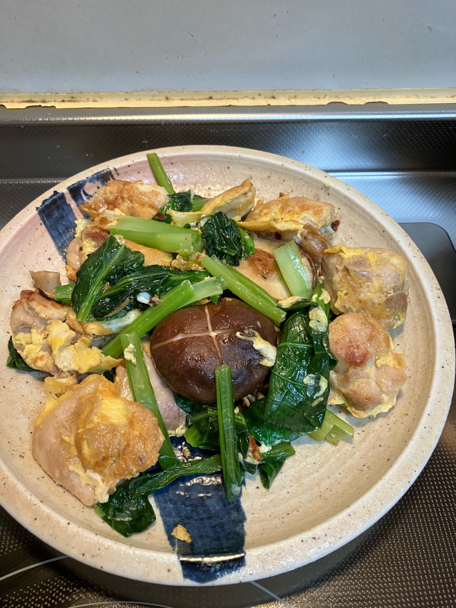 鶏肉と椎茸と小松菜の黄金焼き^_^