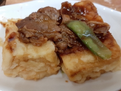 肉そぼろ餡の揚げない揚げ出し豆腐