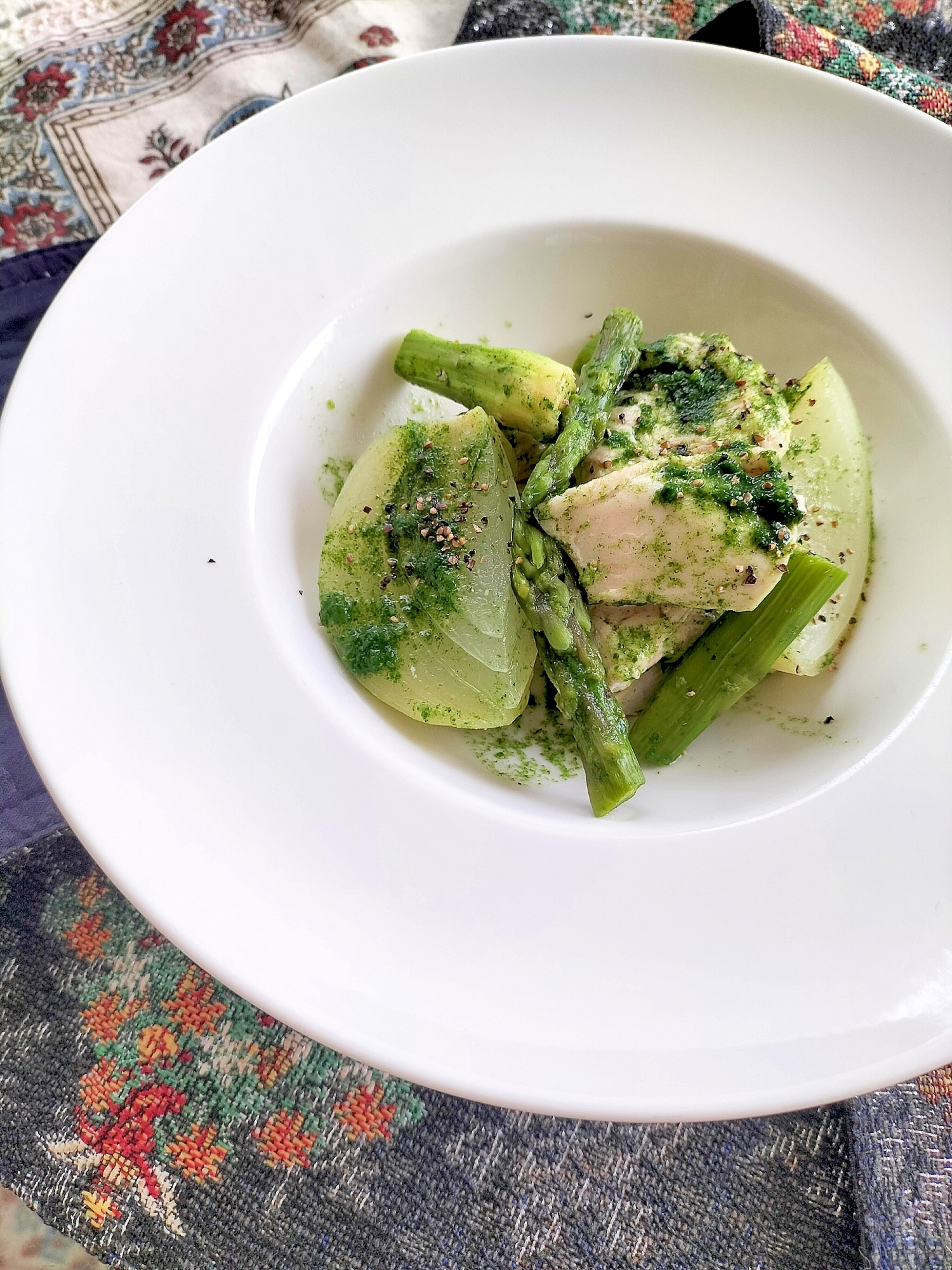 ほうれん草のスパイスソースチキン♩