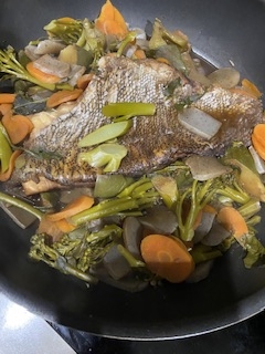 ピーマンたっぷり魚と野菜の煮込み