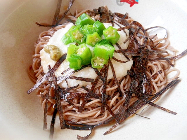 ☆長芋とオクラのぶっかけネバネバ蕎麦☆