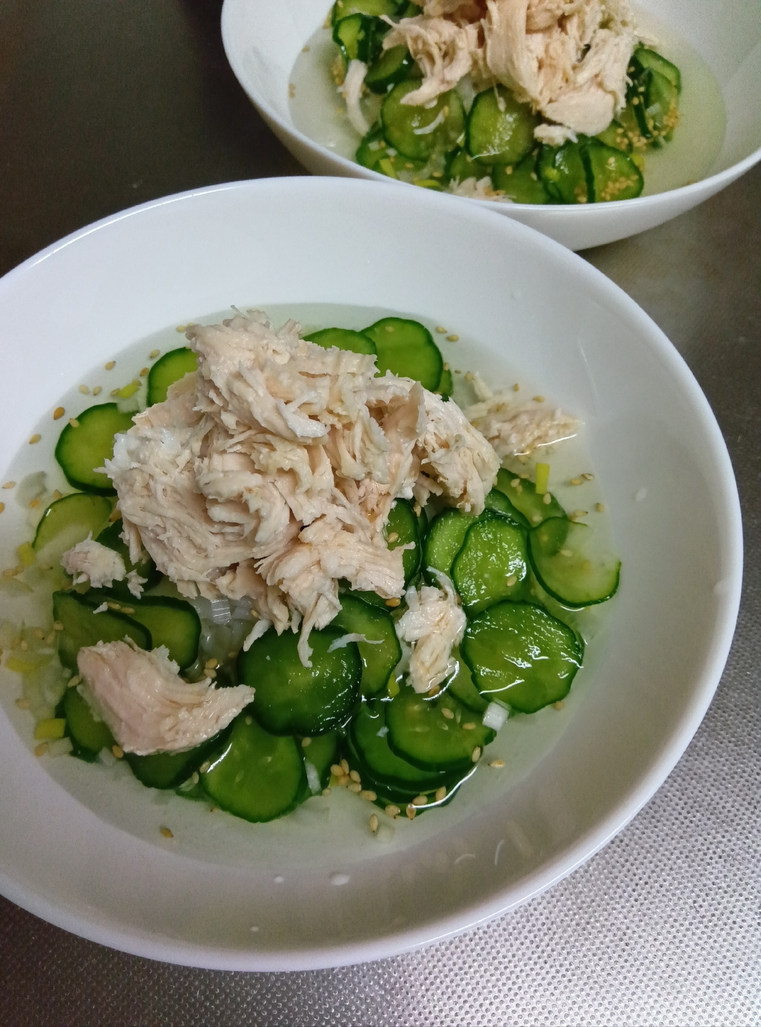 ささみとキュウリの冷やし茶漬け