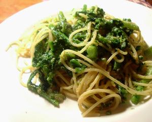 菜の花と辛子明太子のパスタ