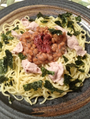 納豆で食べる☆冷やし中華麺