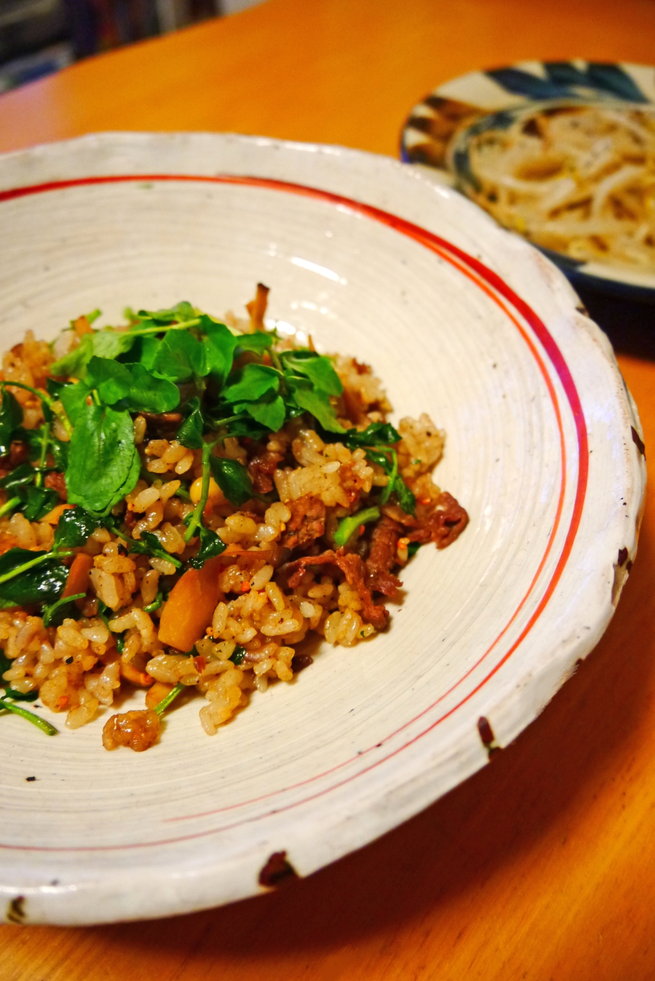 【ガッツリ食べよう！】クレソンと牛肉の炒飯