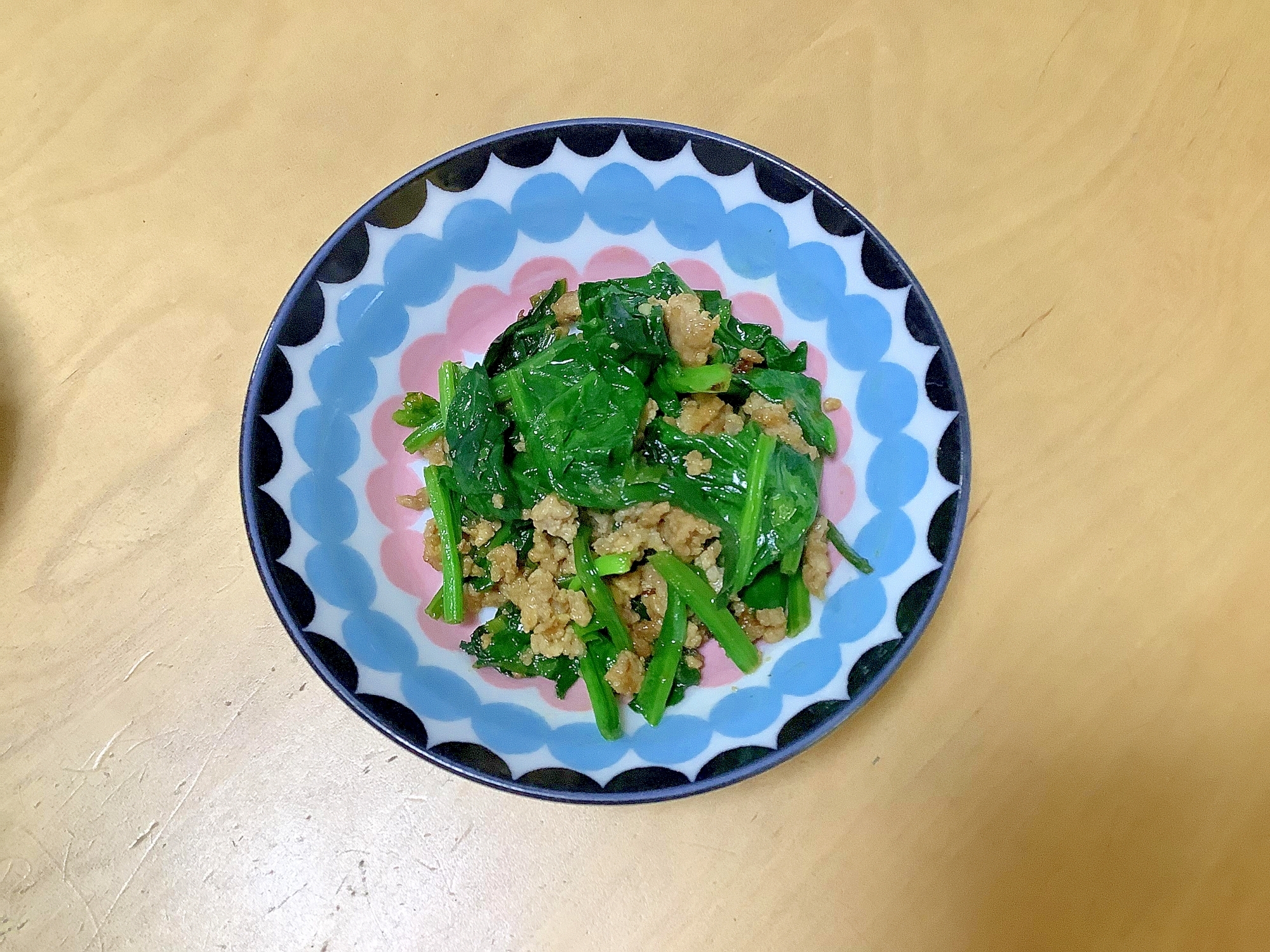 ほうれん草とひき肉の中華甘味噌炒め