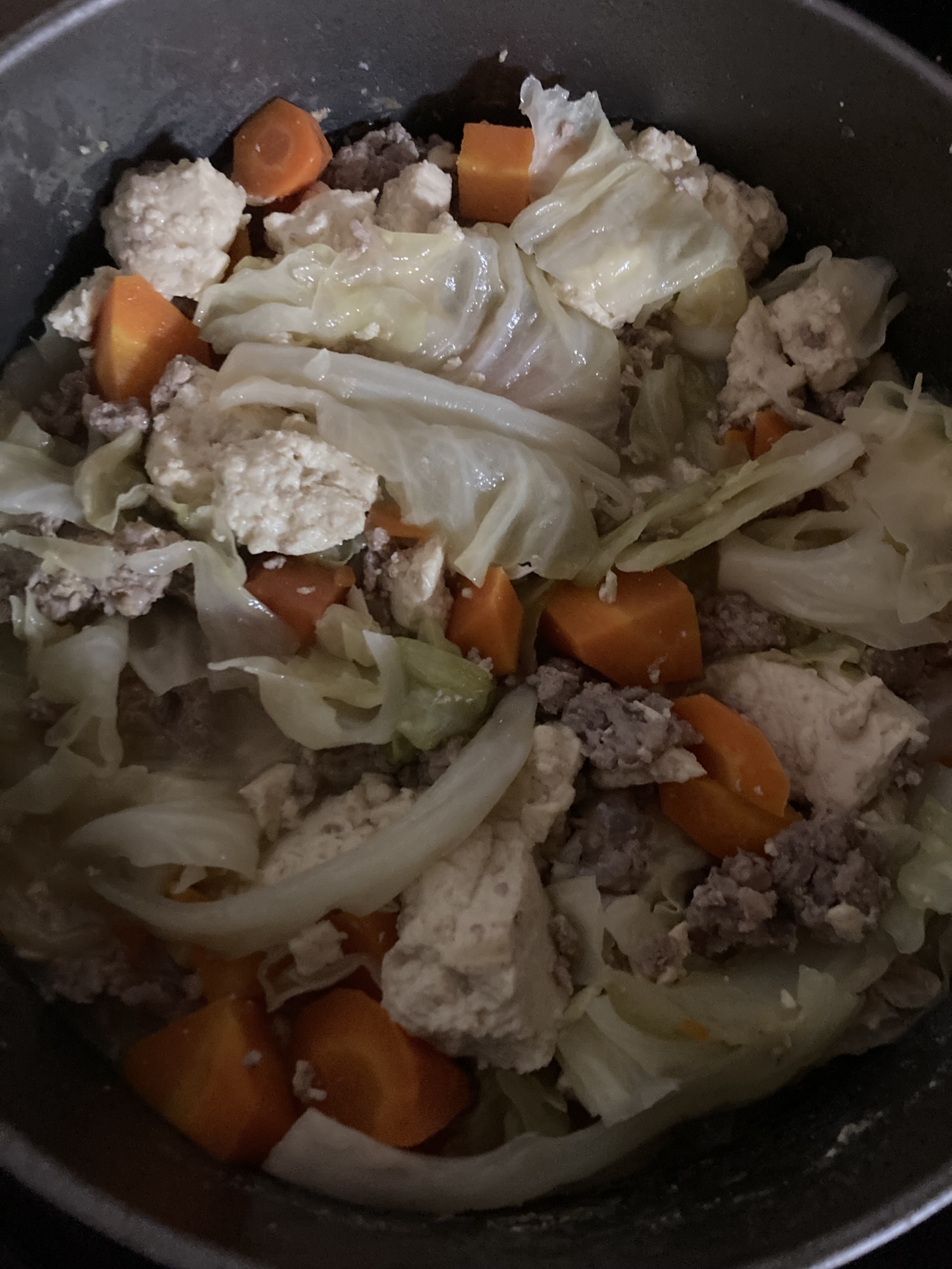 豚ひき肉と豆腐の野菜煮込み