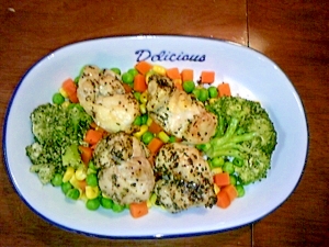 トースターで簡単☆バジルチキンと野菜盛り合わせ