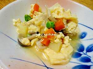 小鉢レシピ◇高野豆腐とえんどう豆の卵とじ