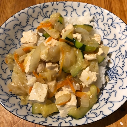 ご飯に乗せて中華丼風に。美味しかったです。ご馳走さまでした！