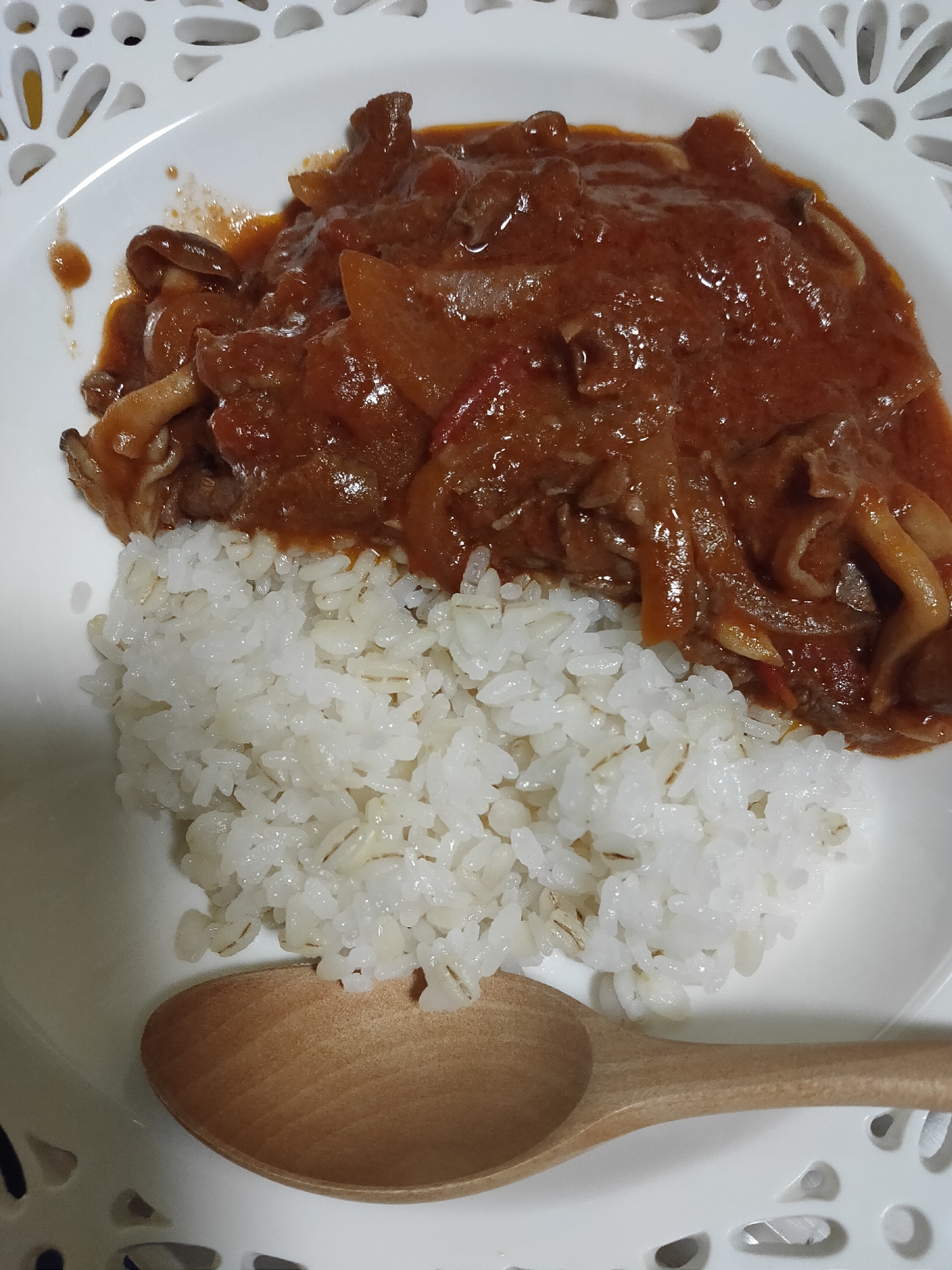 ルーなし トマト缶と米粉のハヤシライス