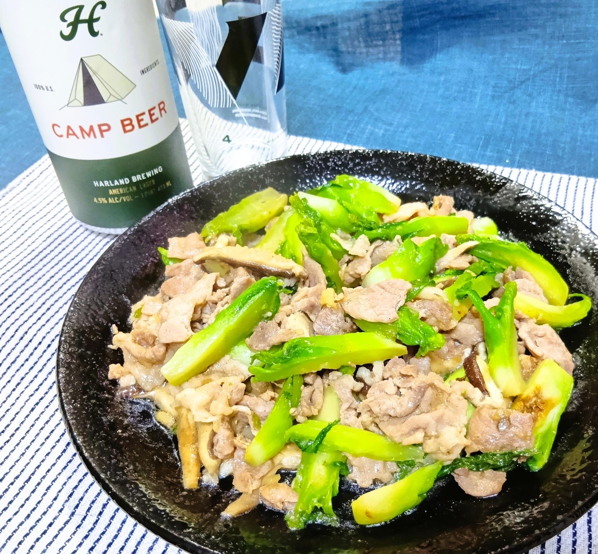 レア野菜「子持ち高菜」と豚肉のうま塩炒め
