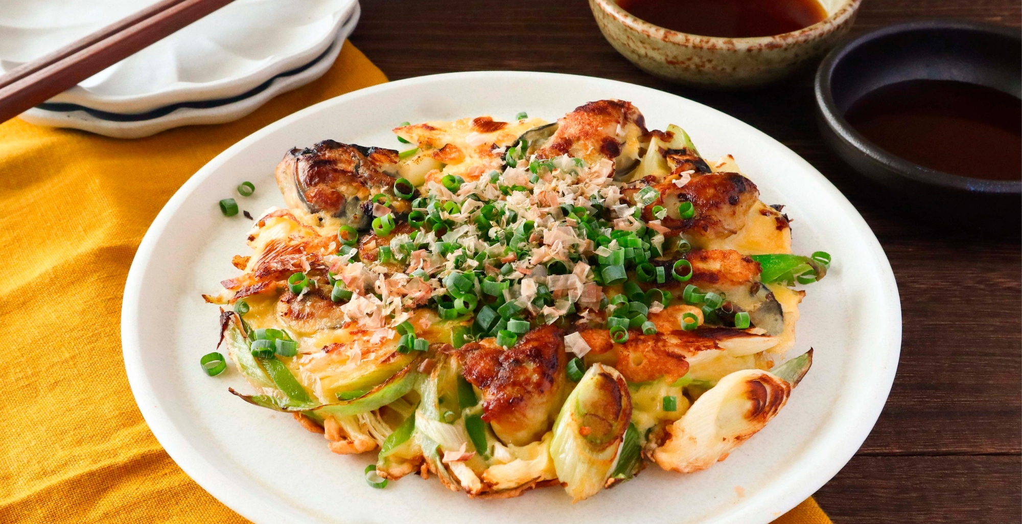 牡蠣と長ねぎのねぎ焼き