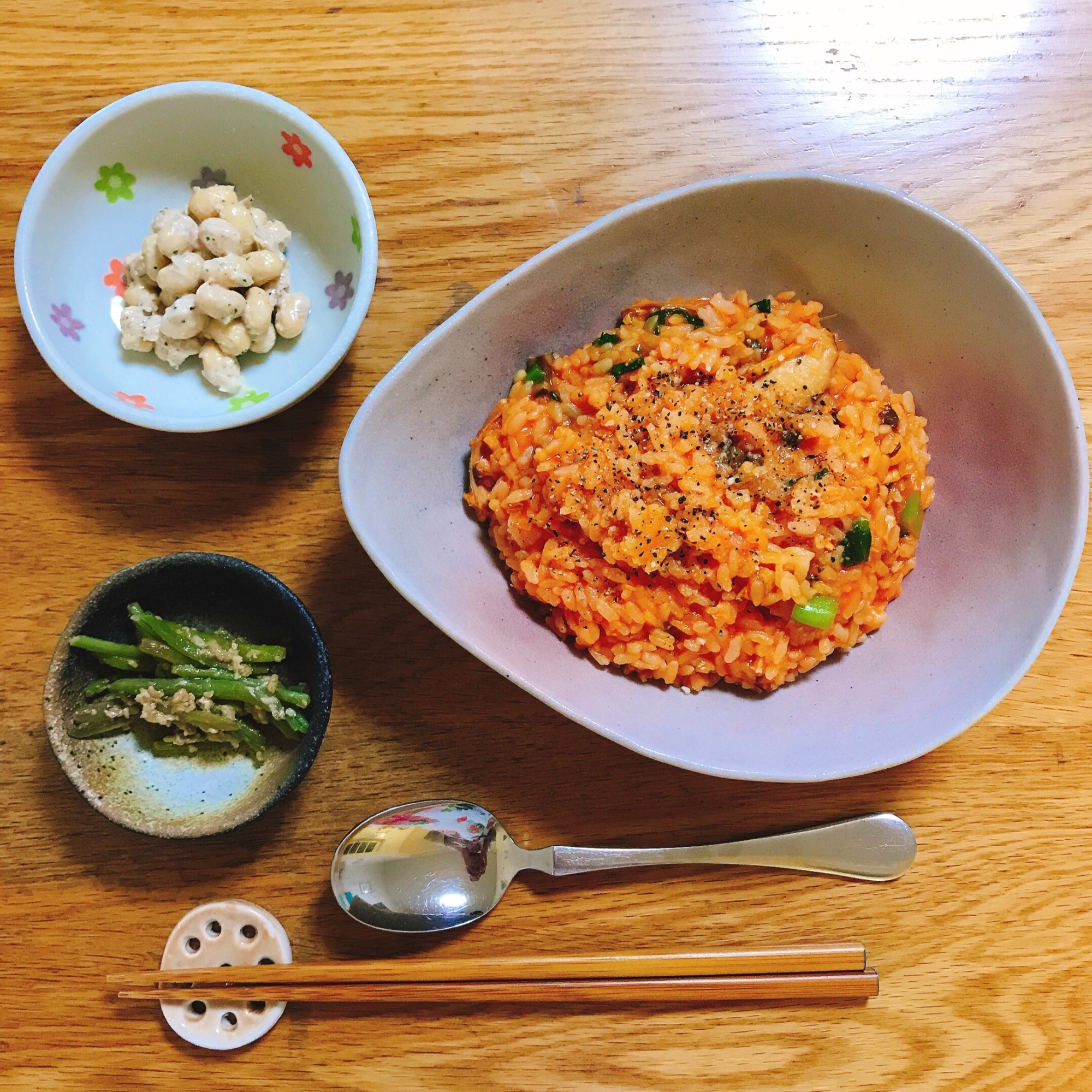 お手軽ランチ♡鯖缶と野菜ジュースのリゾット