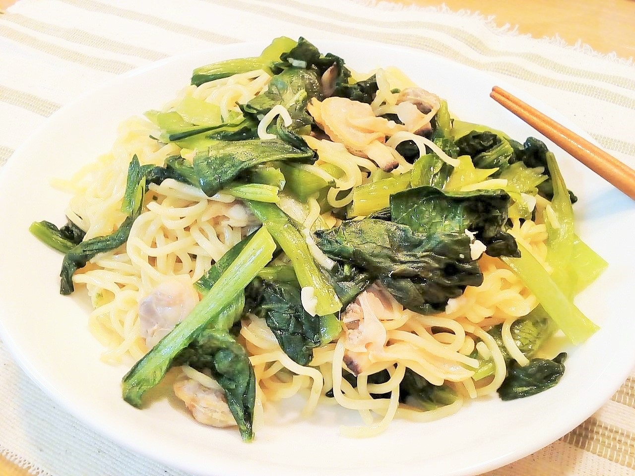 ♪あさりと小松菜の和え麺♪