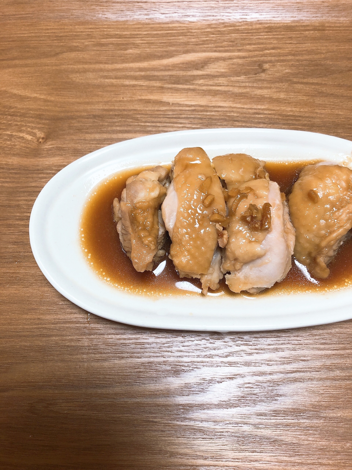 鶏モモ肉のレンチンガーリック醤油