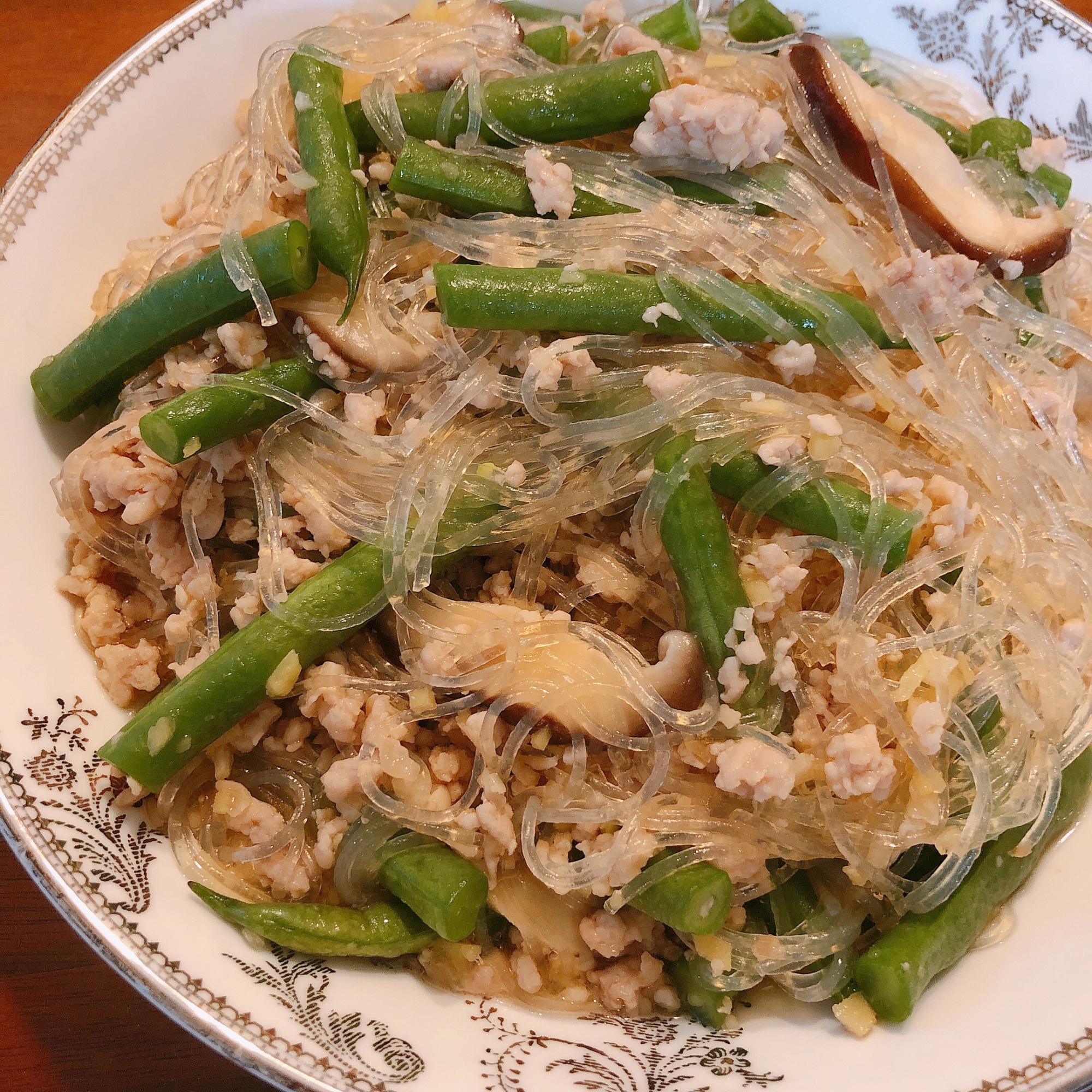 ヘルシーな♪ひき肉、いんげんのはるさめ炒め煮