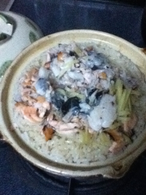 土鍋de鮭飯