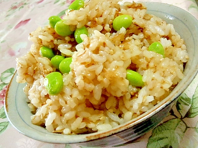 ❤鰹節とめんつゆ生姜と枝豆の混ぜご飯❤