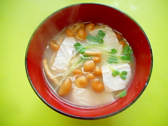 なめことゆばカイワレ大根の味噌汁
