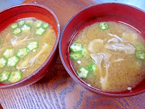 朝の医食同源☆　「長芋とオクラのネバネバ味噌汁」