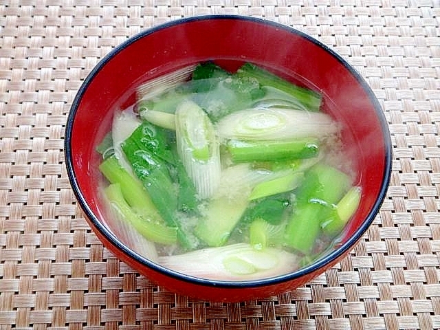 小松菜と長ねぎの味噌汁