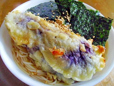 残ったナスの天ぷらで　ぶっかけ天ぷらそうめん