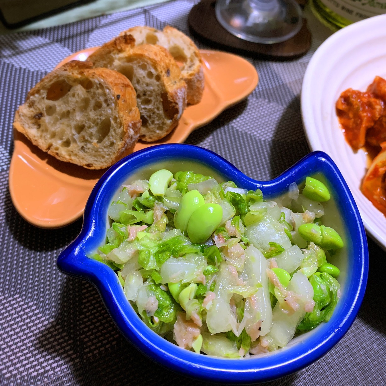 白菜と枝豆のツナの椎茸茶コールスロー