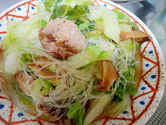 肉団子と白菜と春雨のうま煮