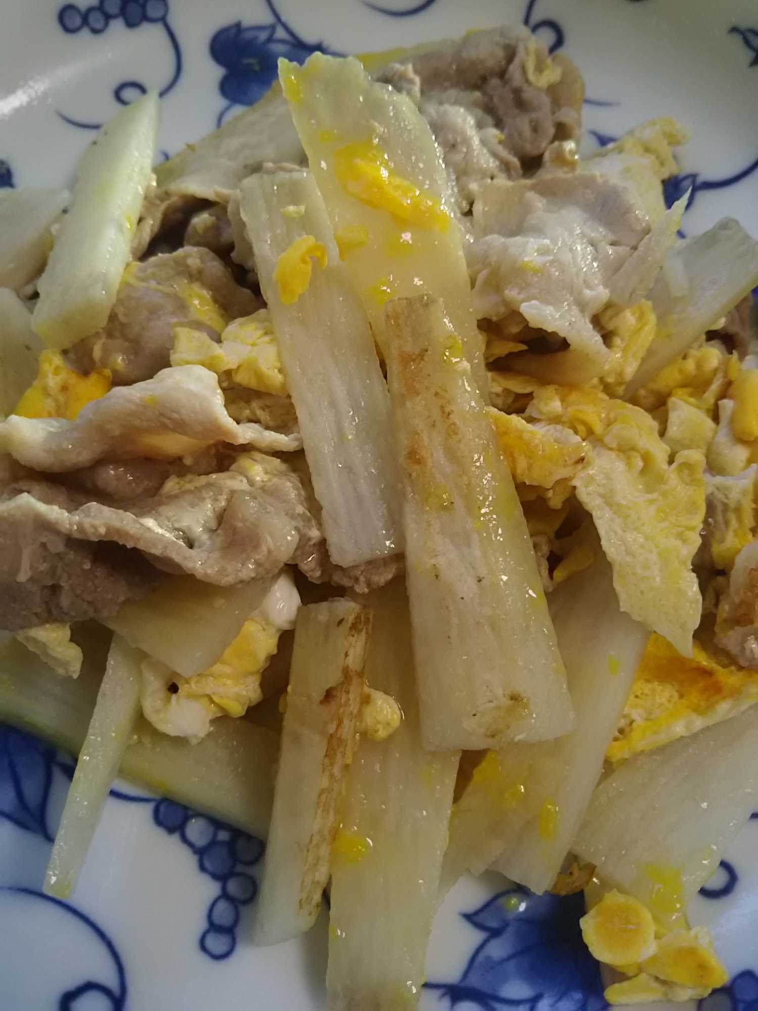 豚肉と長芋の卵炒め(^^)