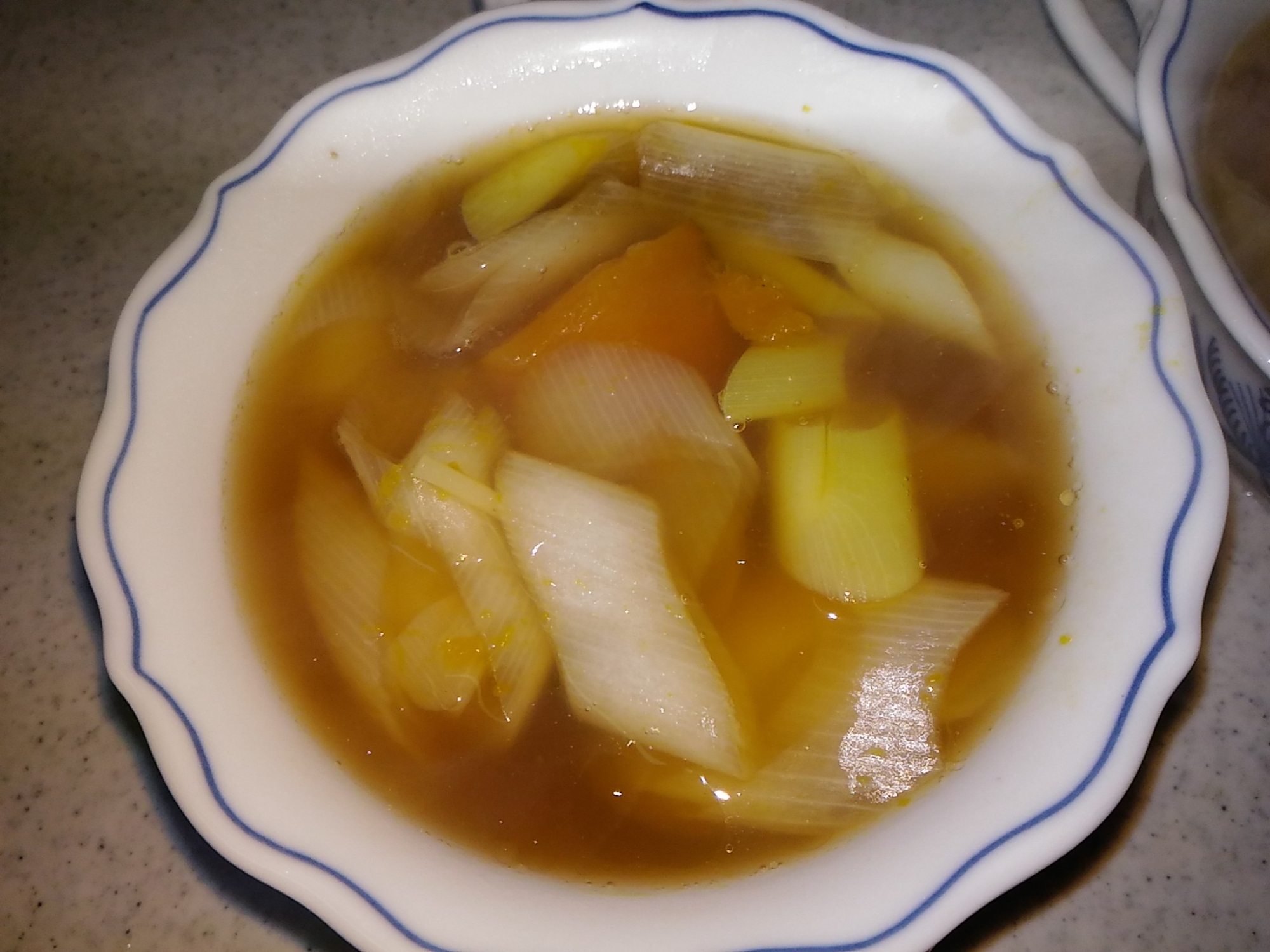 かぼちゃと白葱の中華風スープ