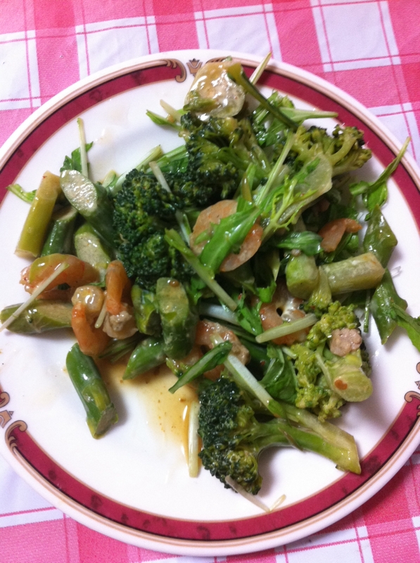 うまみたっぷり♡えび＆水菜の炒め物