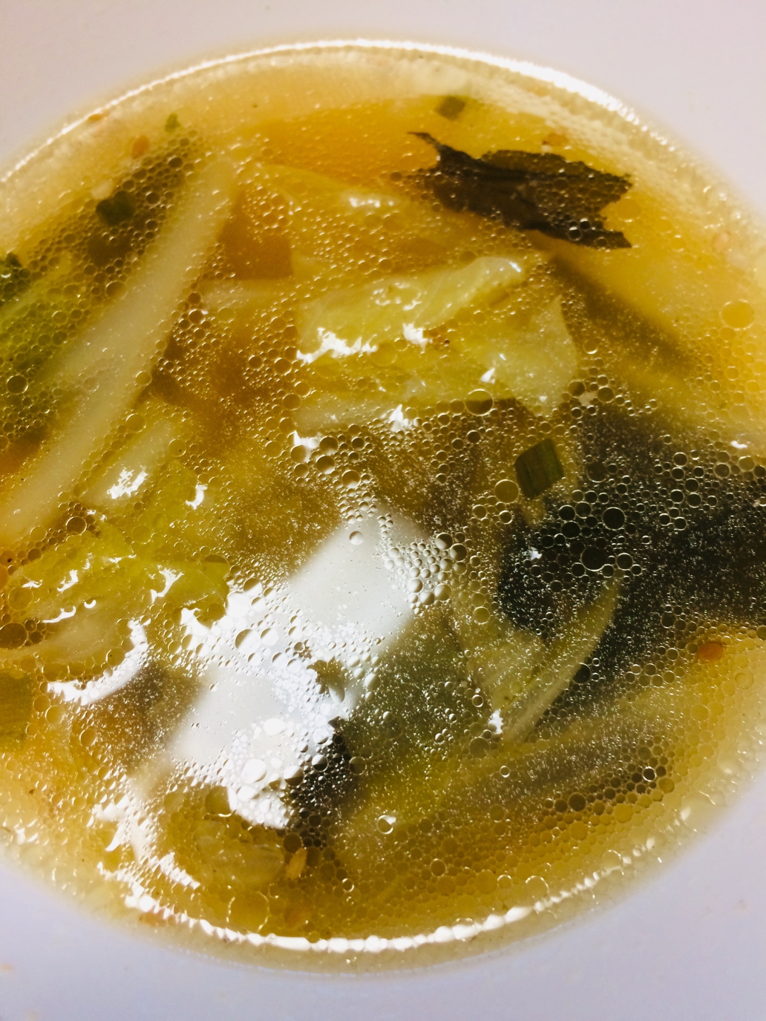 豚の茹で汁で中華スープ
