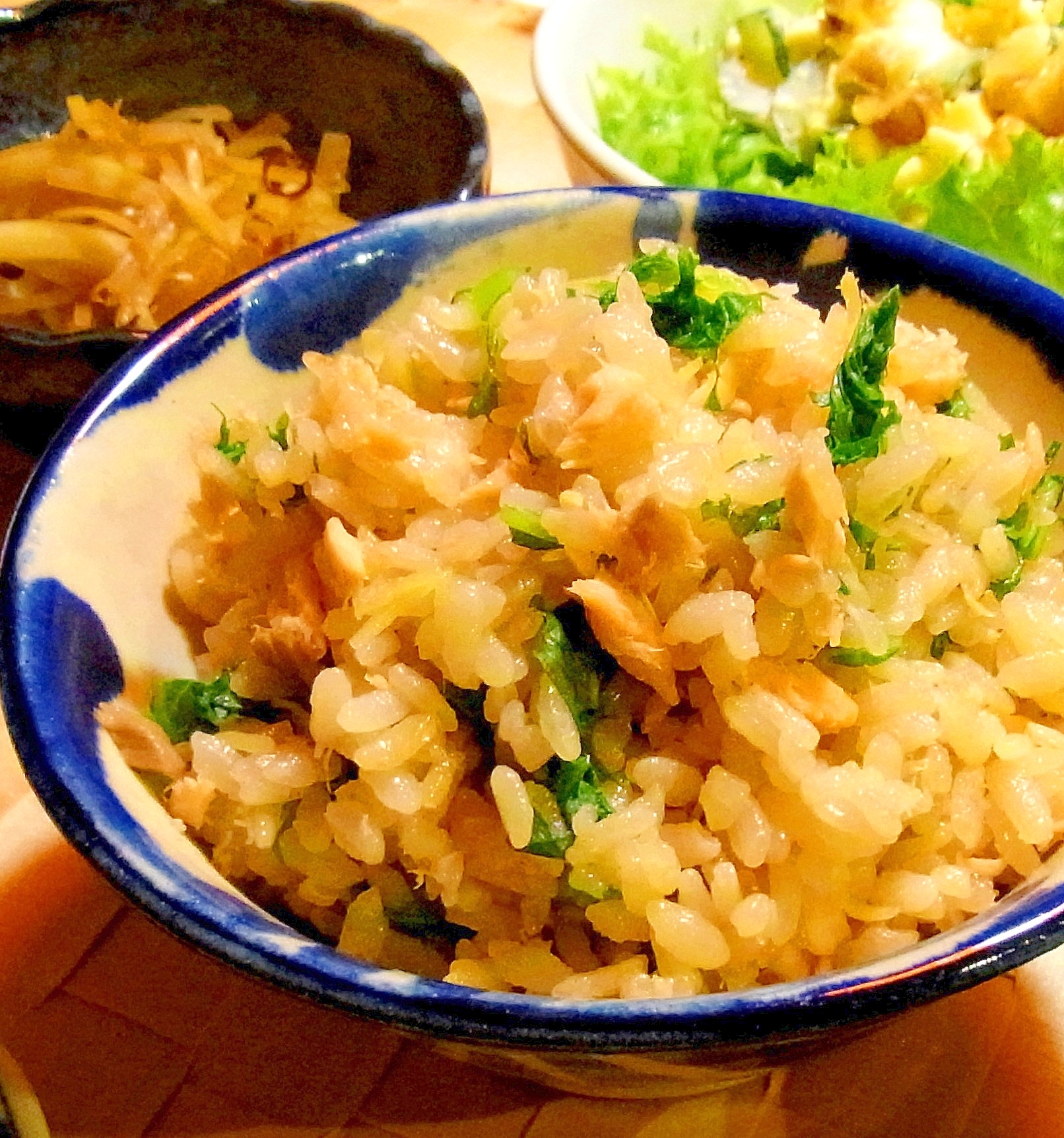 鮭とわさび菜の混ぜご飯